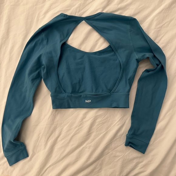 MyProtein workout outfit, leggings, sport bra, long sleeve, shorts. Blue, size M - Picture 4 of 9